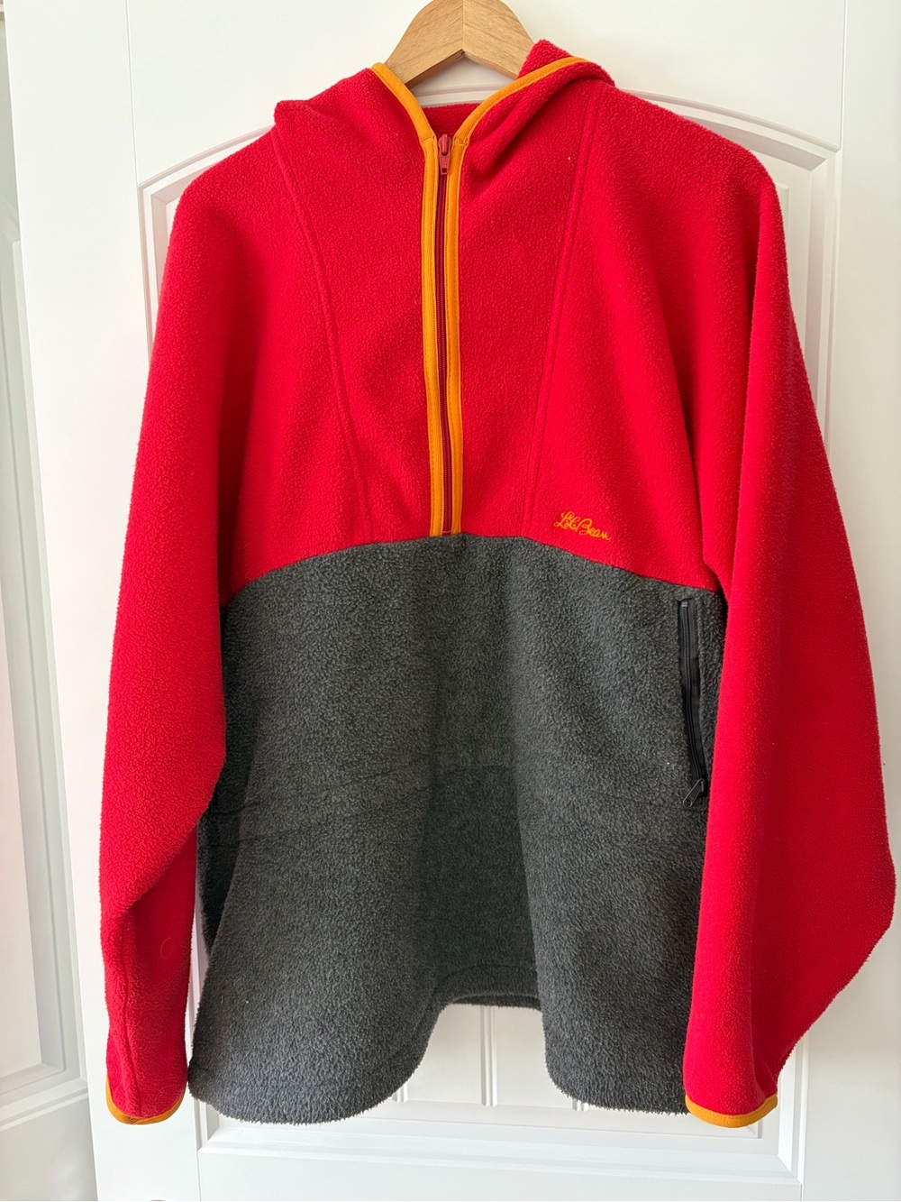 Vintage LL Bean Hooded Fleece 1/4 Zip Colorblock Womens